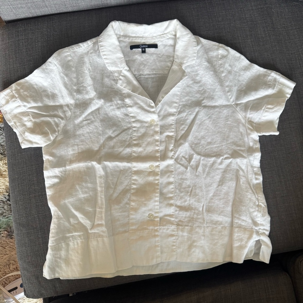 Quince 100% European Linen Short Sleeve Shirt Small